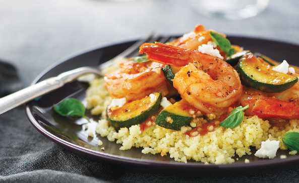 Couscous aux crevettes et poivrons